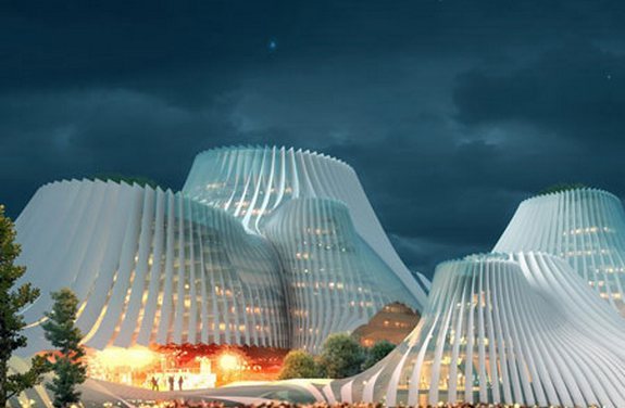 эко-здание солнечные батареи eco building